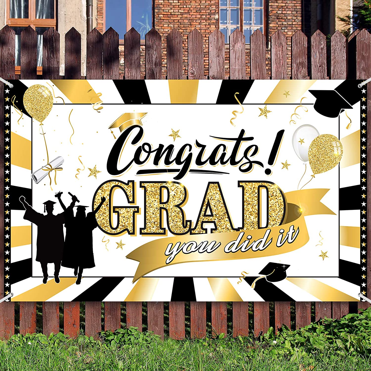 2021 Graduation Banner Blue and Yellow Felt Class Of 2021 Banner Decorations for High School,College,Nursing,Doctor 2021 Graduation Party Decoration Supplies 